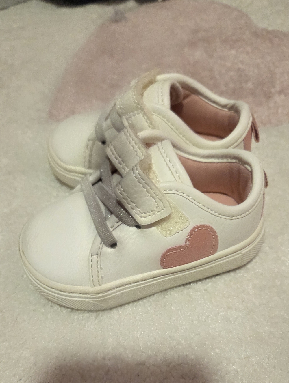 Carter's White Sneakers with Pink Heart Accent